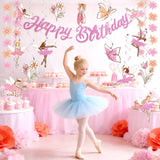 SUNBEAUTY Ballerina Birthday Party Decorations Pink Ballet Girls Happy