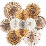 SUNBEAUTY 11 PCS Paper Fans Decorations Brown Party Decorations