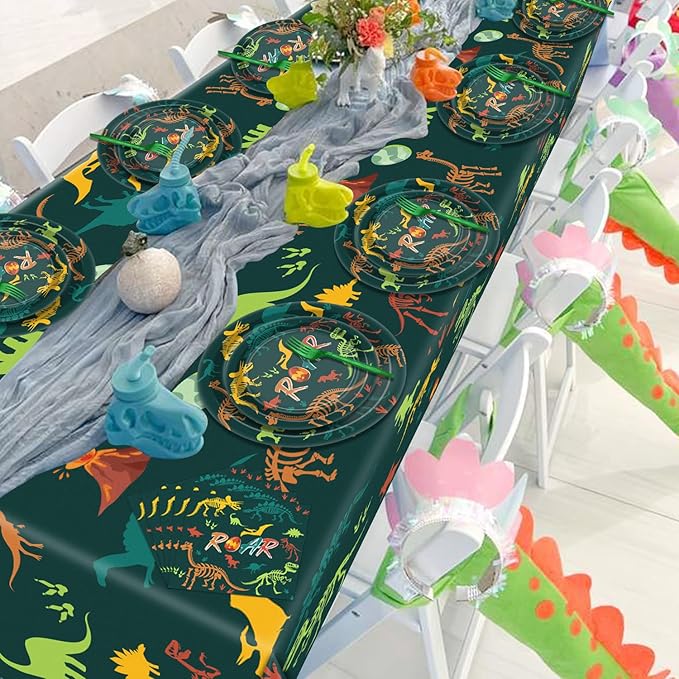 162 Pcs Dinosaur Birthday Decorations Including Dino Plates Napkins