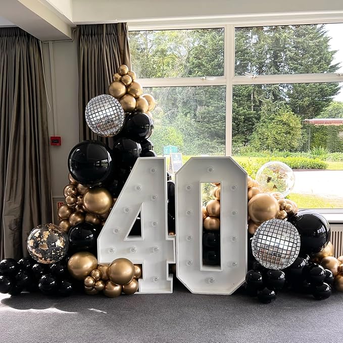 Black and Gold Balloons Garland Arch Kit 18 12 10 5 Inch Black