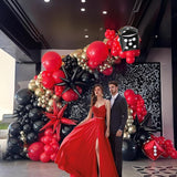 Casino Balloons Garland Arch Kit 124PCS red black and gold balloons