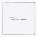 Five Star Funny 70th Birthday Quotes | White Cotton Cocktail Napkins