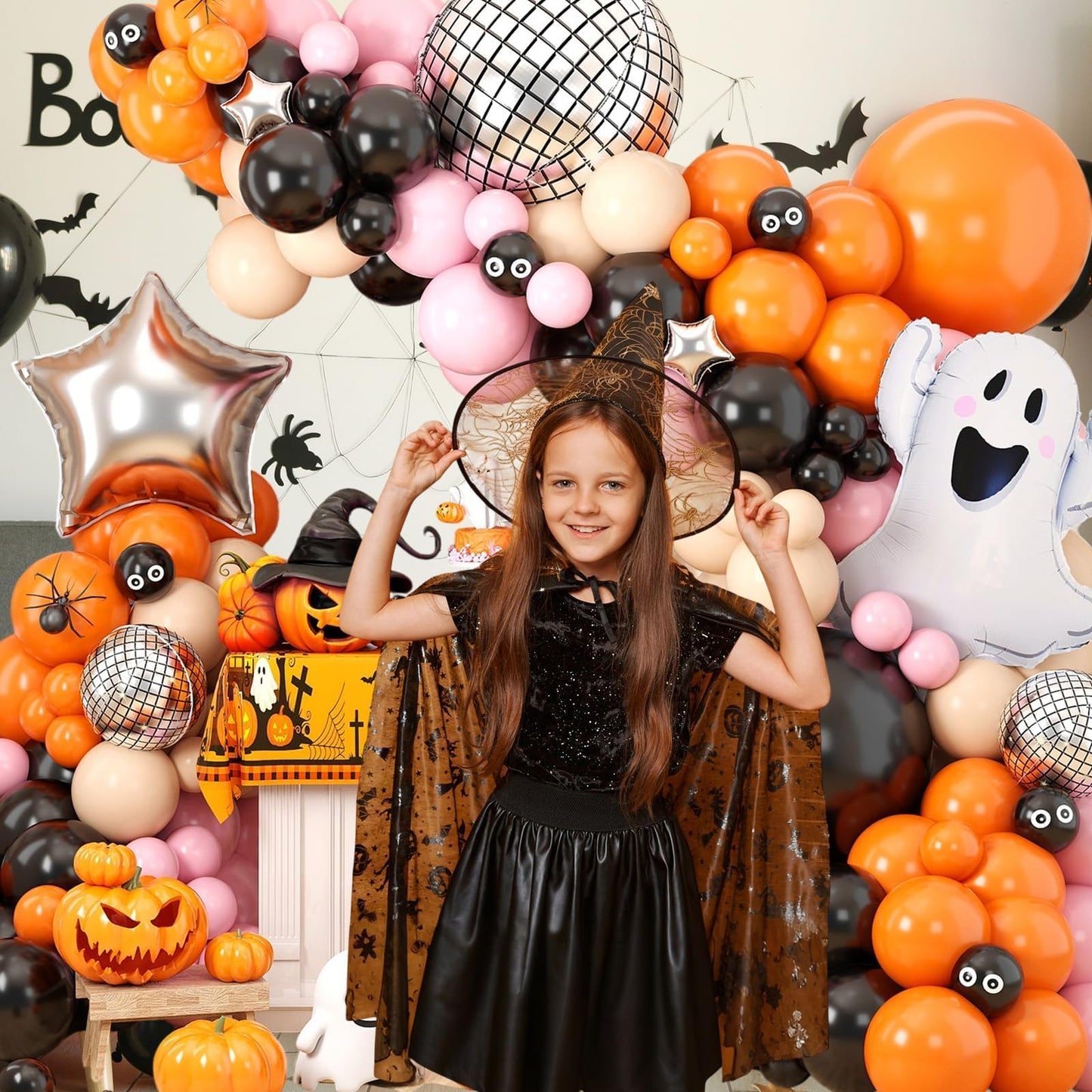 120 Pcs Halloween Balloon Garland, Orange and Black Balloon Arch Kit