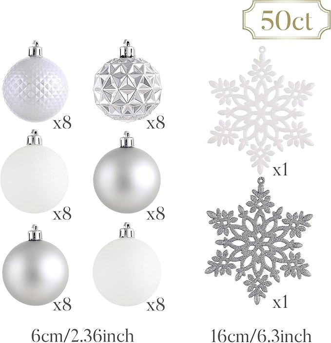 Valery Madelyn Christmas Tree Decorations Ornament Set, 50ct 2.36 Inch