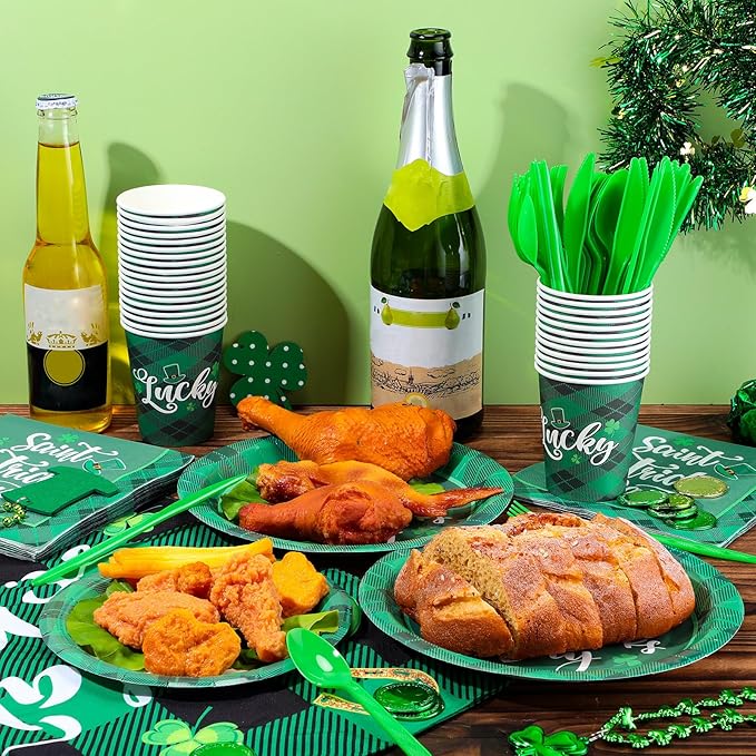 210 Pcs Happy St Patrick's Day Party Supplies Plates Napkins
