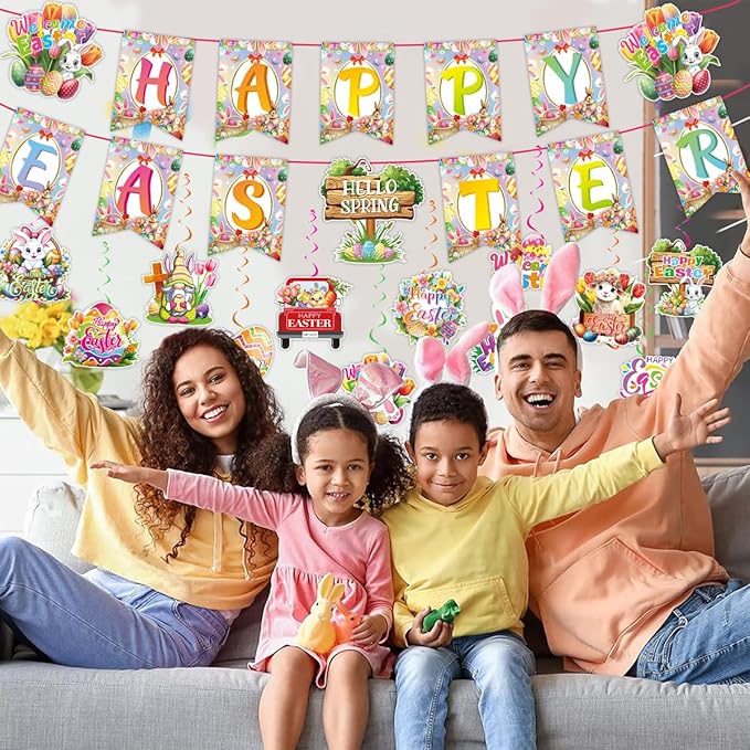 Easter Party Kit Decorations Supplies Happy Easter Rabbit Banner