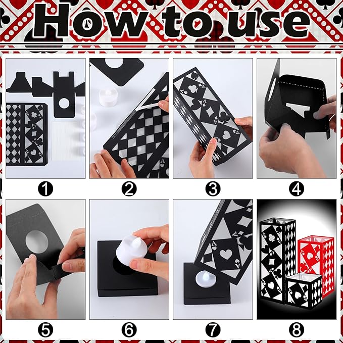 12 Pcs Casino Theme Party Centerpieces for Table 3 Size Poker Cards