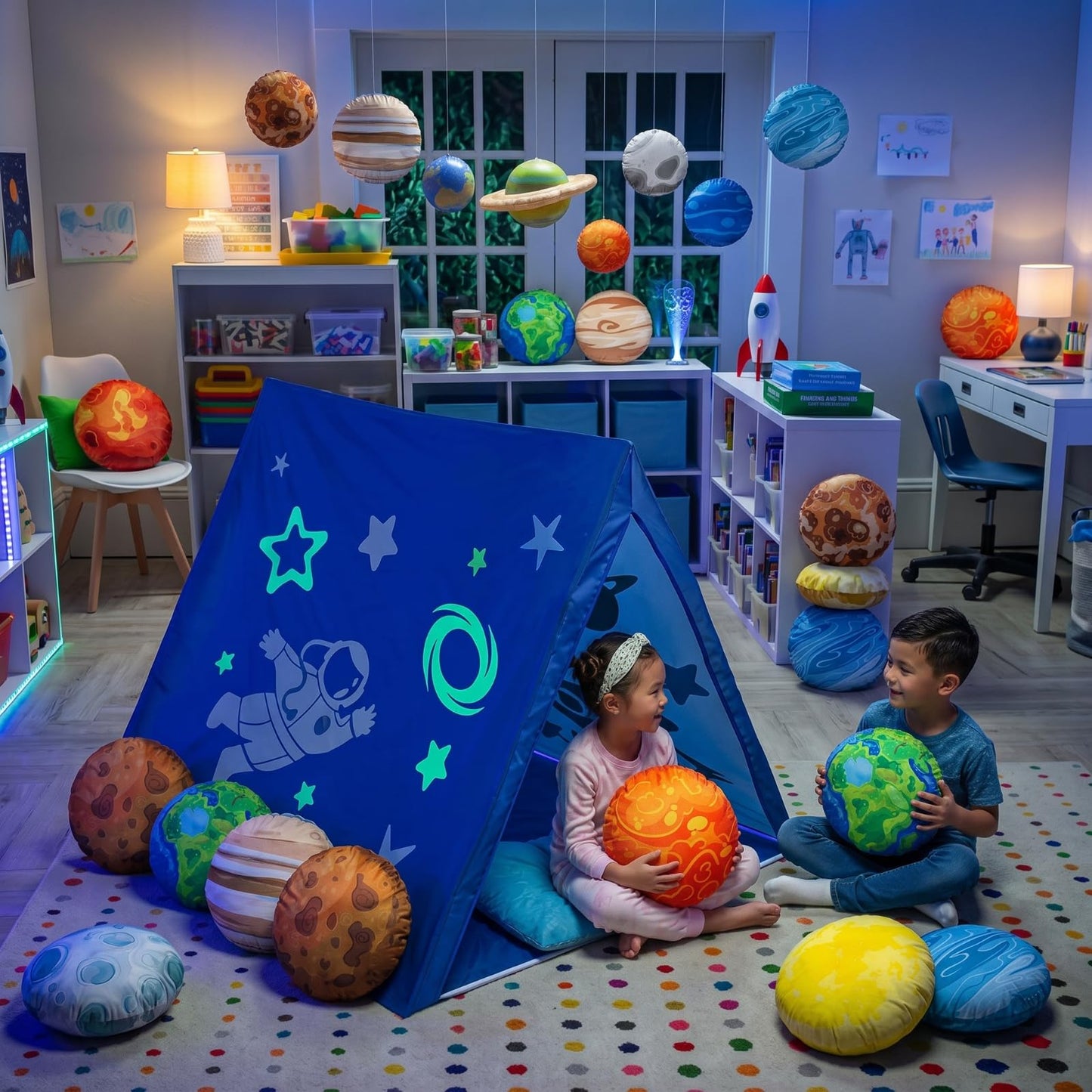 12 Pcs Cute Planet Floor Pillow 13.78 Inch Soft Planet