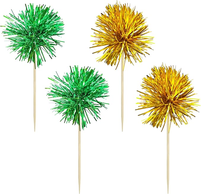 Gyufise 30Pcs Foil Firework Cupcake Toppers Sparkle Tinsel Cake #11