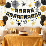 Happy Retirement Party Decorations for Men Women Black Gold Happy