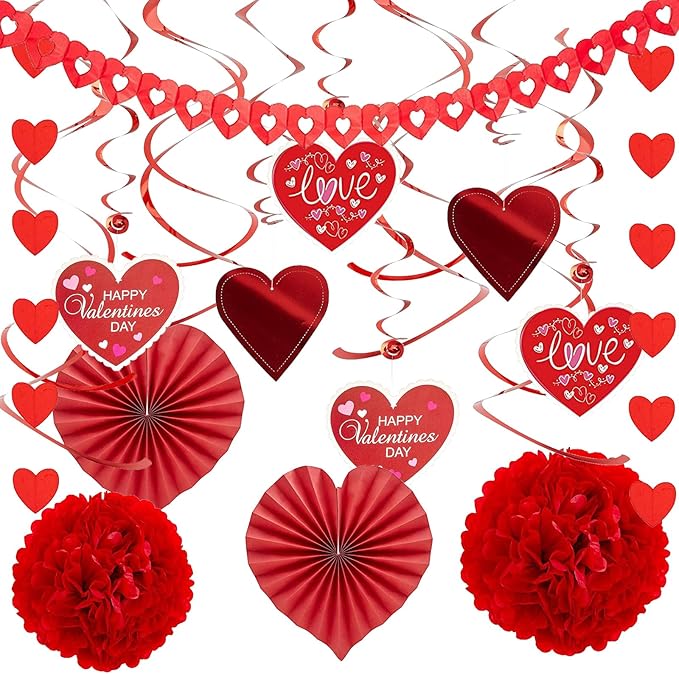 Valentine's Day Party Decorations Set Kits Valentines Hanging Heart