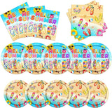 Beach Party Decorations 60 Pcs Hello Summer Flip Flop Decor Plates &