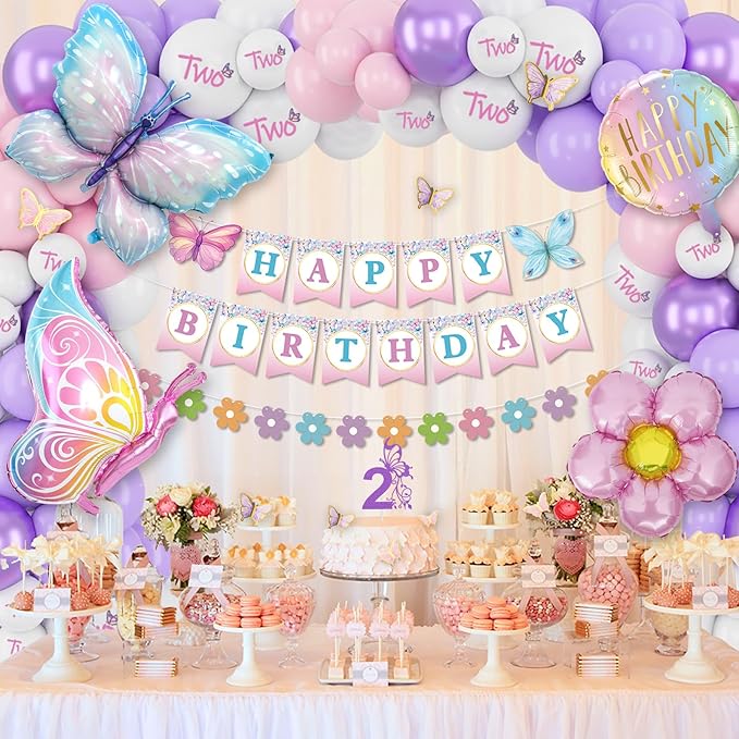 2nd Birthday Decorations for Girl 2 Year Old Bday Decor Girl