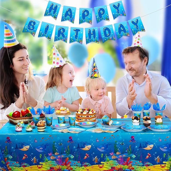 171 Pcs Under the Sea Party Supplies Ocean Sea Party Tableware Set