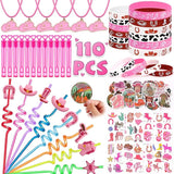 110Pcs Cowgirl Party Favors Hot Pink Princess Birthday Supplies for