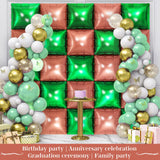 Green and Brown Square Foil Balloons 25 Pcs Metallic Green and Brown
