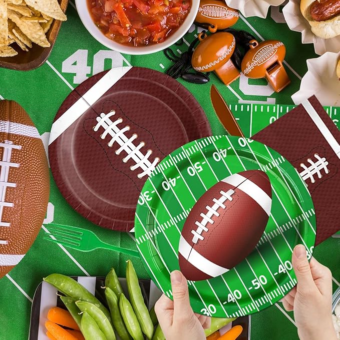 178Pcs Football Party Supplies Football Plates and Napkins Kit Serve