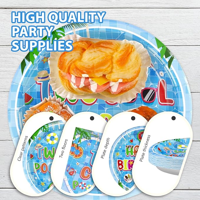 96Pcs Two Cool Pool Birthday Party Decorations Two Cool Pool Party