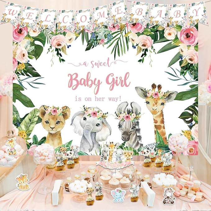 147 PCs Safari Baby Shower Decorations for Girl Party Inspo Jungle
