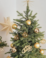 DN DECONATION Gold Glass Christmas Ornaments, Set of 9, 3.15' Hanging