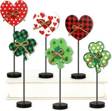 6 Pcs St Patricks Day and Valentines Day Decorations Shamrock Heart