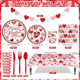 Valentines Day Party Supplies Set for 24 Valentine's Day Plates and