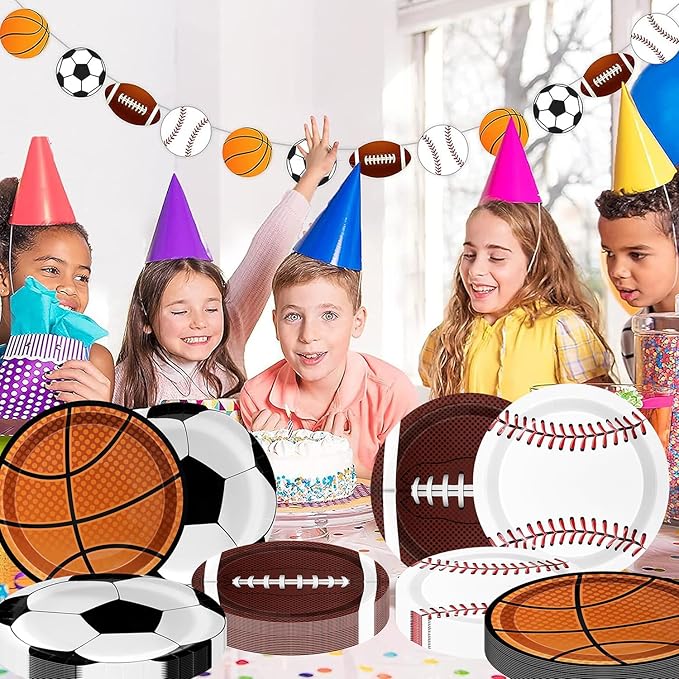 Sports Birthday Party Decorations 80Pcs Sports Party Plates and