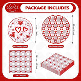 200Pcs Valentine's Day Decorations Happy Valentine Plates