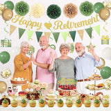 Retirement Party Decorations Women Men Green Happy Retirement Banner