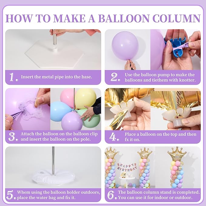 Pastel Princess Party Balloon Column Stand Arch Kit Set of 2 for
