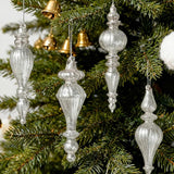 DN DECONATION Mercury Glass Finial Christmas Ornaments, Large Hanging