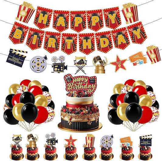 Movie Theme Birthday Party Decoration Happy Birthday Banner Movie