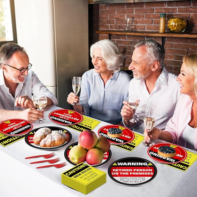 100 Pcs Funny Happy Retirement Party Supplies Caution Retirement