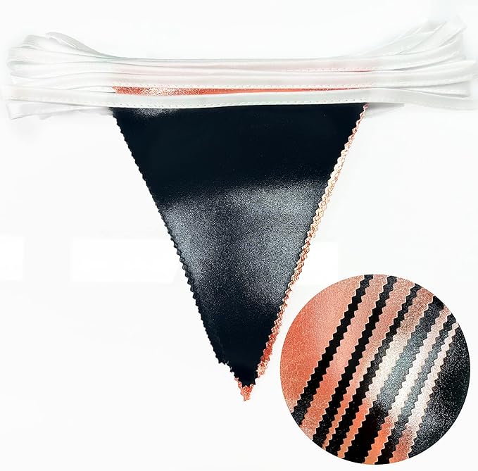 Black Rose Gold Party Decorations Triangle Pennant Banner Flag Rose