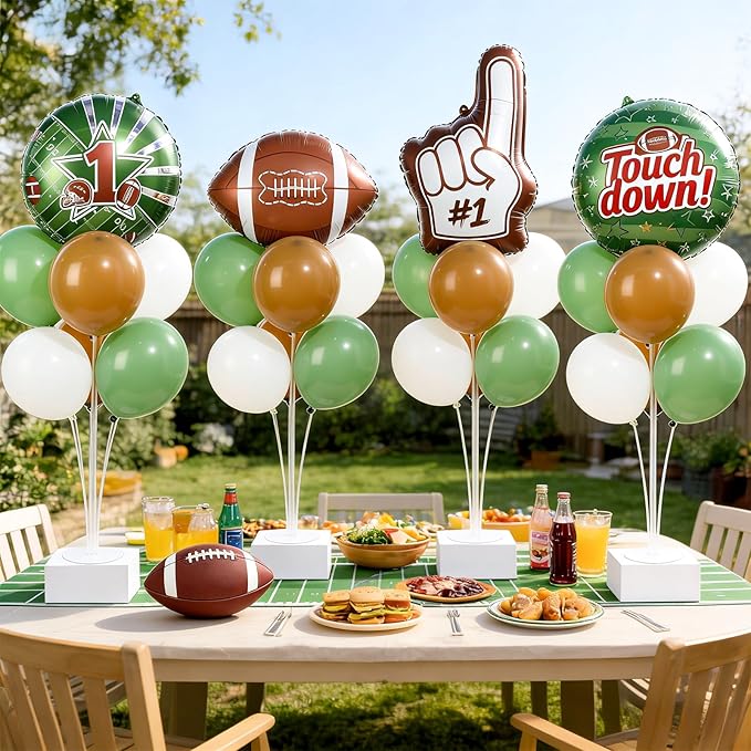 4 Sets Football Party Balloons Stand Kit with Football Shaped Count