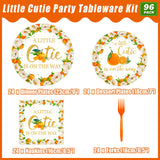 Kepeel 96 Pcs Little Cutie Baby Shower Party Plates and Napkins Set, A