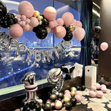 Black Pink and Gold Balloon Garland Arch Kit 156 Pastel Pink Matte