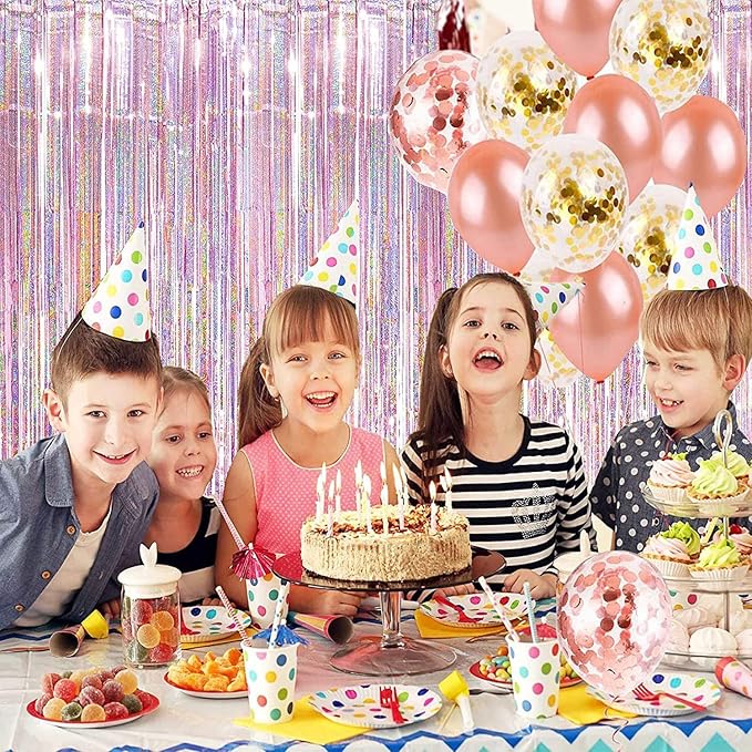 BRAVESHINE 1 Purple 1 Pink Streamers Party Backdrop - 3.2 ft x 8.2 ft