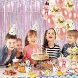 BRAVESHINE 1 Purple 1 Pink Streamers Party Backdrop - 3.2 ft x 8.2 ft