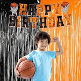 BRAVESHINE 1 Black 1 Orange Tinsel Photo Backdrop Curtains -