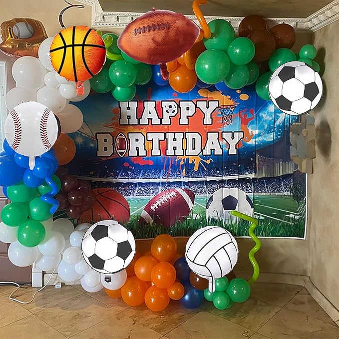 Sports Balloon Arch Garland Kit 115Pcs Sports Party Baseball Soccer