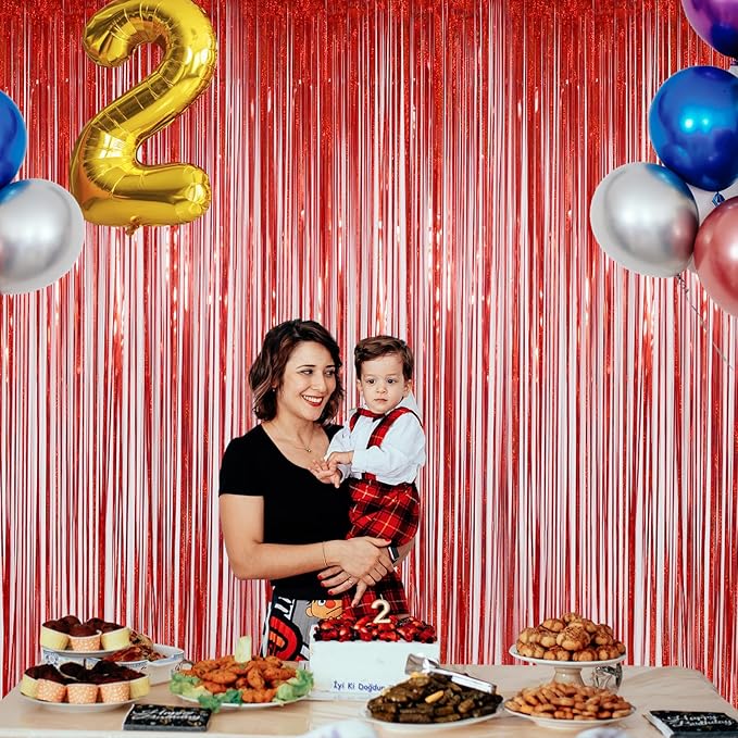 Red Party Streamers Decorations Happy Mothers Day 3 Pack 3.2 x 8.2 ft
