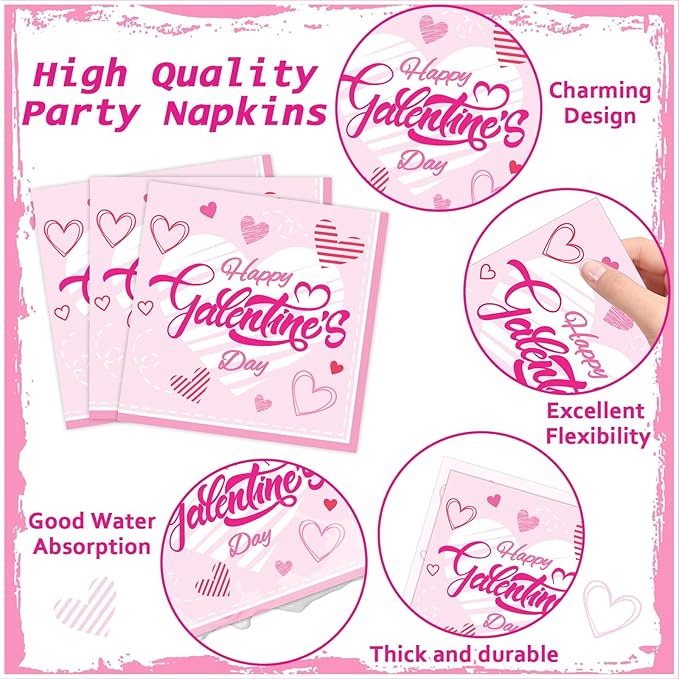 96 Pcs Galentine's Day Party Plates Napkins Tableware Set Galentines