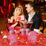 144PCS Valentine's Day Party Supplies Valentines Day Tableware Set