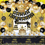 Black and Gold Birthday Decorations for Men Women