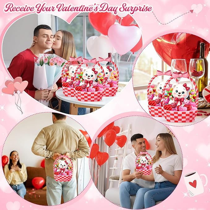 25 Pcs Valentine's Day Gift Bags Valentine Bear Treat Bags with