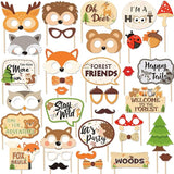 35 PCS Woodland Animal Photo Booth Props Wild One Camping Forest