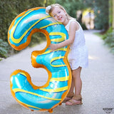 KatchOn, Huge Donut Number 3 Balloon - 40 Inch | Number 3 Donut
