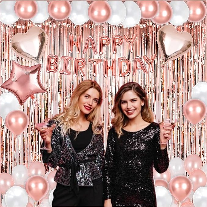 Rose Gold Birthday Party Decorations Kit 50 Piece Set Happy Birthday