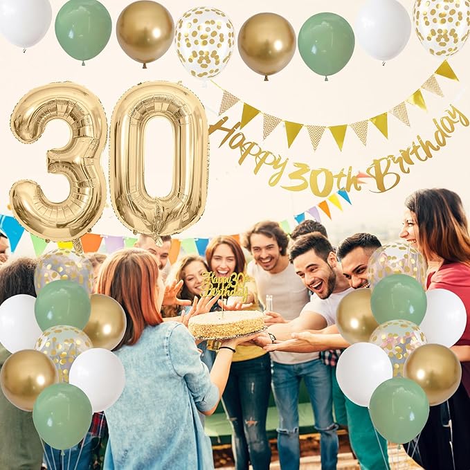 30th Birthday Decorations for Women Men Happy Banner With Cake